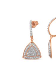 Rose Gold Plated Sterling Silver Round Cut Diamond Fashion Dangle Earrings