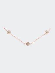 Rose Plated Sterling Silver Diamond Station Necklace