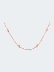 Sterling Silver Bezel-Set Diamond Station Necklace - Rose Plated