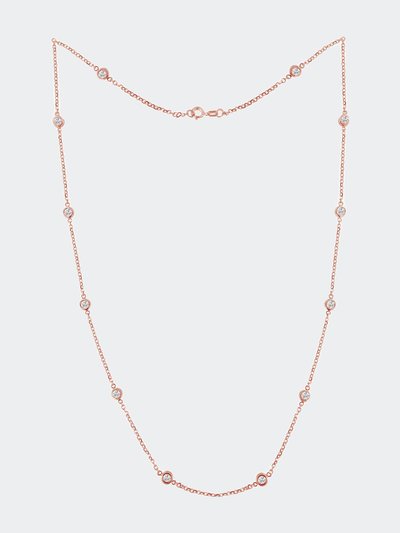 Haus of Brilliance Sterling Silver Bezel-Set Diamond Station Necklace - Rose Plated product