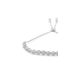 Sterling Silver Diamond Bolo Bracelet - White
