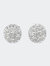 Sterling Silver Diamond Cluster Stud Earrings - Silver