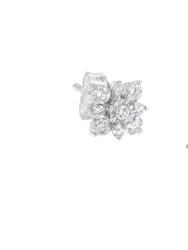 Sterling Silver Diamond Flower Stud Earrings - Sterling Silver