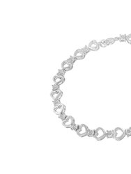 Sterling Silver Diamond Heart Link Bracelet
