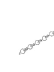 Sterling Silver Diamond Heart Link Bracelet