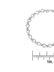 Sterling Silver Diamond Heart Link Bracelet