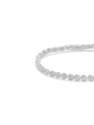 Sterling Silver Diamond Heart Tennis Link Bracelet