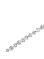 Sterling Silver Diamond Heart Tennis Link Bracelet