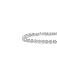 Sterling Silver Diamond Heart Tennis Link Bracelet - Silver