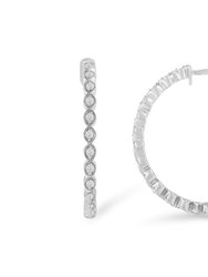 Sterling-Silver Diamond Hoop Earring