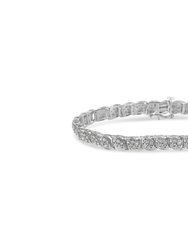 Sterling Silver Diamond Link Bracelet - Silver