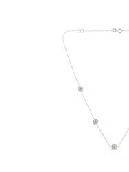 Sterling Silver Diamond Station Necklace - White