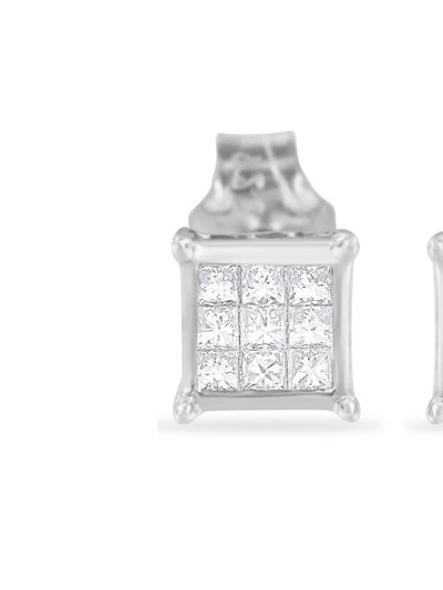 Haus of Brilliance Sterling Silver Princess Cut Diamond Square Stud Earrings product