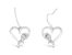 Sterling Silver Round Cut Diamond Heart Dangle Earrings - Silver