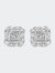 Sterling Silver Round Cut Diamond Square Stud Earrings - Silver