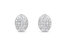 Sterling Silver Round Diamond Oval Cluster Earrings - Silver