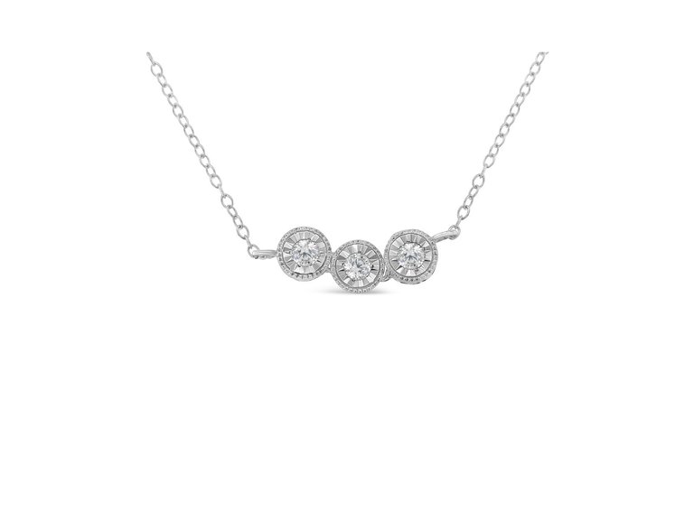 Sterling Silver Round Diamond Pendant Necklace - Sterling Silver