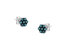 Sterling Silver Treated Blue Diamond Floral Stud Earrings - Silver