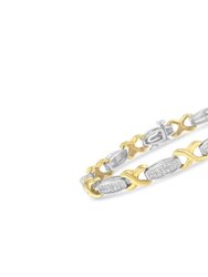 Two-Tone 14K Yellow & White Gold 2.0 Cttw Princess-Cut Diamond Tapered and X-Link Tennis Bracelet