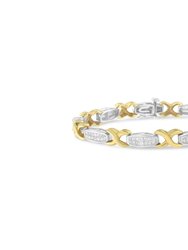 Two-Tone 14K Yellow & White Gold 2.0 Cttw Princess-Cut Diamond Tapered and X-Link Tennis Bracelet - Gold/Silver