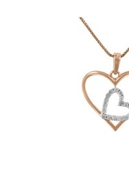 Two Tone .925 Sterling Silver 1/4 cttw Diamond Double Heart Pendant Necklace - Sterling Silver