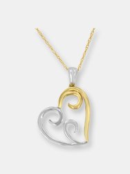 Two-tone .925 Sterling Silver Heart-shaped Pendant Necklace