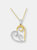 Two-Toned .925 Sterling Silver 1/5 cttw Round Cut Diamond Ribbon Heart Accent Pendant Necklace