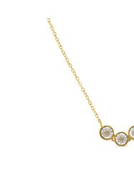 Two-Toned Sterling-Silver Champagne Diamond 3 Stone Necklace