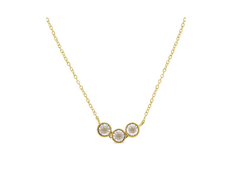 Two-Toned Sterling-Silver Champagne Diamond 3 Stone Necklace