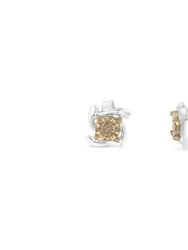 Two-Toned Sterling-Silver Diamond Stud Earring