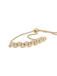 Yellow Gold Plated .925 Sterling Silver 1/2 Cttw Diamond Sideways Hearts Bolo Bracelet (H-I Color, I1-I2 Clarity) - 4”-10” Adjustable