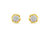 Yellow Gold Plated Sterling Silver Diamond Rose Stud Earrings - Yellow