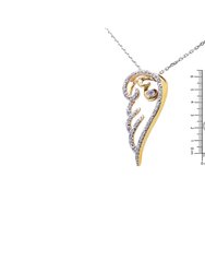 Yellow Plated Sterling Silver Diamond Angel Wing Pendant Necklace