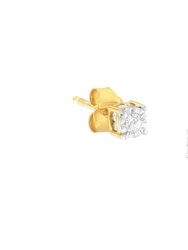 Yellow Plated Sterling Silver Diamond Stud Earring - Yellow