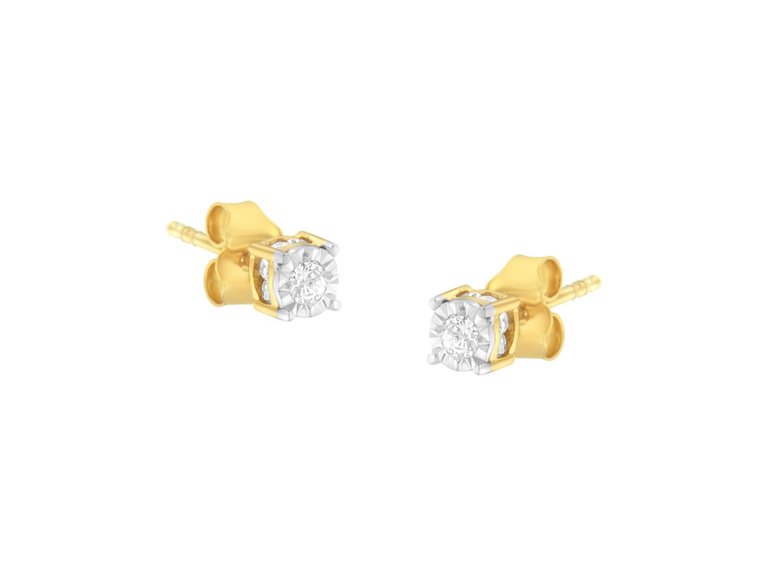 Yellow Plated Sterling Silver Diamond Stud Earring - Yellow