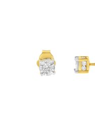 Yellow Plated Sterling Silver Diamond Stud Earring