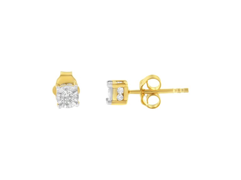 Yellow Plated Sterling Silver Diamond Stud Earring