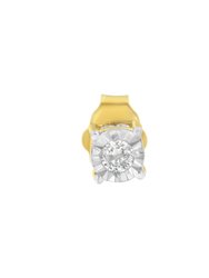 Yellow Plated Sterling Silver Diamond Stud Earring