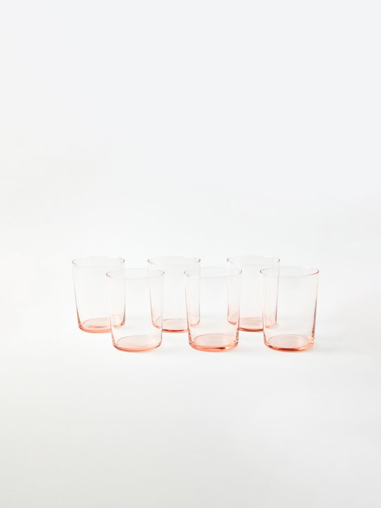 Chroma Large Glass Tumbler, Set of 6 - Blush