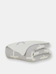 Cross Knit Throw - Light Grey/Ivory