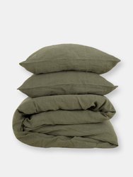 Simple Linen Bedding - Olive