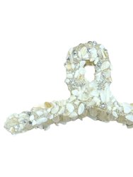Looped Claw Clip - White Glitter