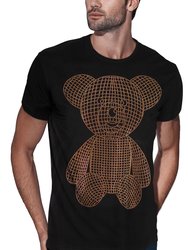 Men's 3 D Teddy Bear Rhinestone Graphic T-Shirt - Black