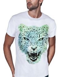 Men's Neon Jaguar Rhinestone Graphic T-Shirt - White