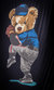 Slim Fit Crewneck Rhinestone Studded Graphic Printed T-Shirt - Ballpark Bear