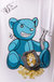 Slim Fit Crewneck Rhinestone Studded Graphic Printed T-Shirt - Blue Bear With Money