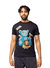 Slim Fit Crewneck Rhinestone Studded Graphic Printed T-Shirt - Blue Bear With Money - Black