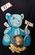 Slim Fit Crewneck Rhinestone Studded Graphic Printed T-Shirt - Blue Bear With Money