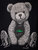 Slim Fit Crewneck Rhinestone Studded Graphic Printed T-Shirt - Seated Bear With Green Crown