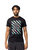 Slim Fit Crewneck Rhinestone Studded Graphic Printed T-Shirt - Silver Skull With Multi Stripes - Black